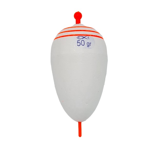 Polystyrene fishing float, weight approximate 50 grams, white color